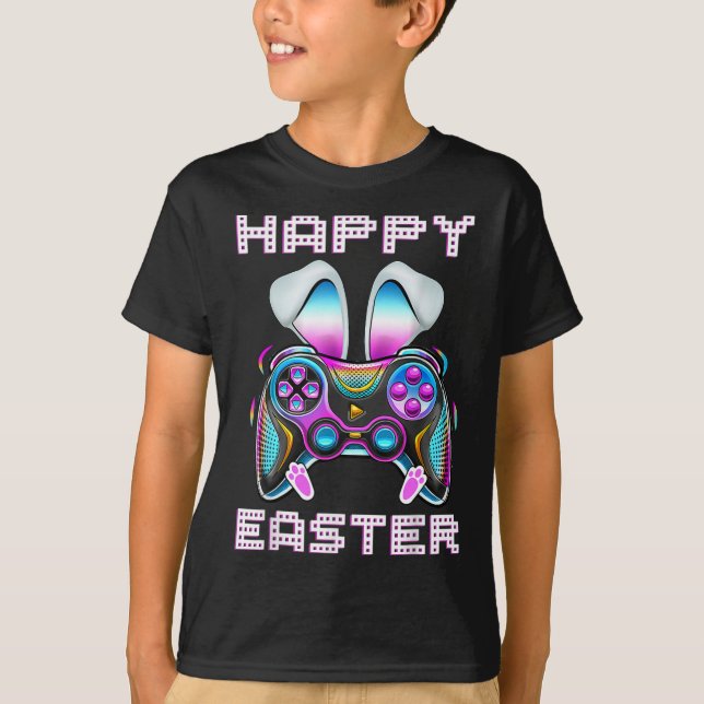 Happy Easter Video Game Controller Funny Gamer Boy T-Shirt (Front)