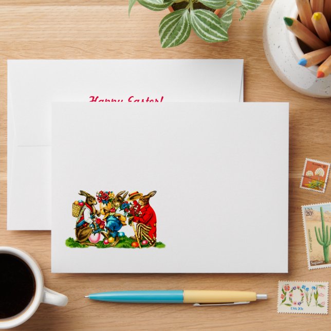 Happy Easter. Vintage Bunnies Easter Envelopes (Desk)