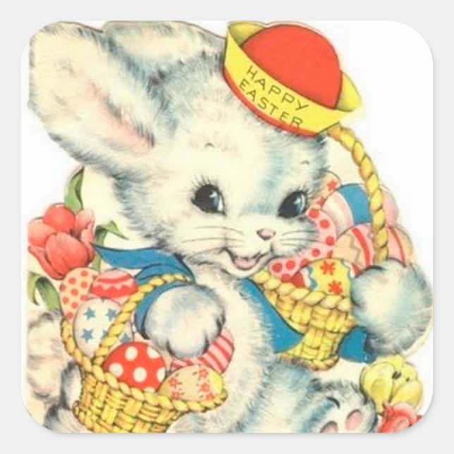 Happy Easter Vintage bunny Nostalgic sticker (Front)