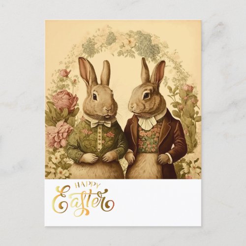 Happy Easter Vintage Bunny Postcard