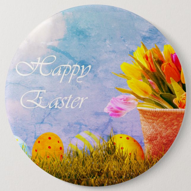 Happy Easter Vintage Button (Front)