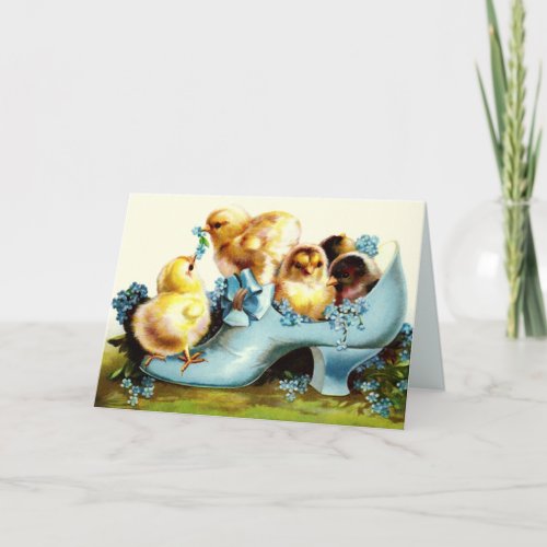 Happy Easter Vintage Chicks Easter  Holiday Card