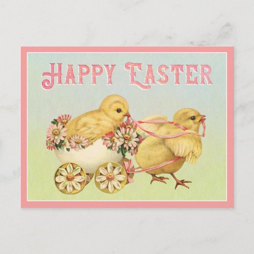 Happy Easter Vintage Chicks Postcard