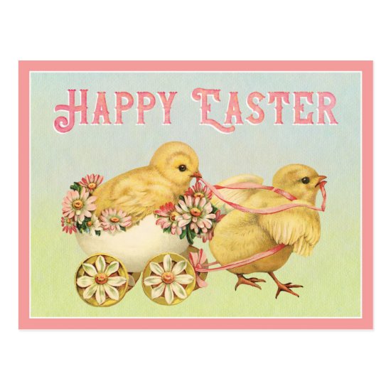 Happy Easter Vintage Chicks Postcard