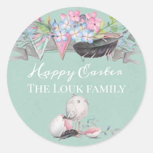 Happy Easter Vintage Favor Classic Round Sticker