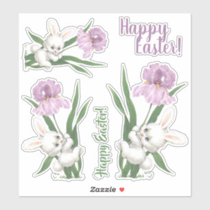 Happy Easter Vintage Floral Easter Bunny Sticker