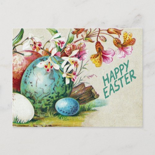 Happy Easter Vintage Illustration  Holiday Postcard