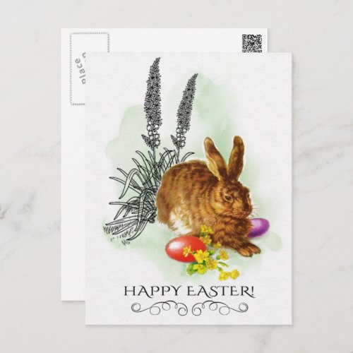 Happy Easter Vintage Rabbit Easter Holiday Postcard