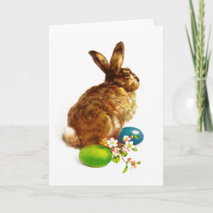 Happy Easter. Vintage Rabbit Painting Holiday Card