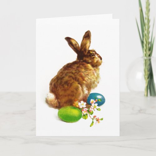 Happy Easter Vintage Rabbit Painting Holiday Card