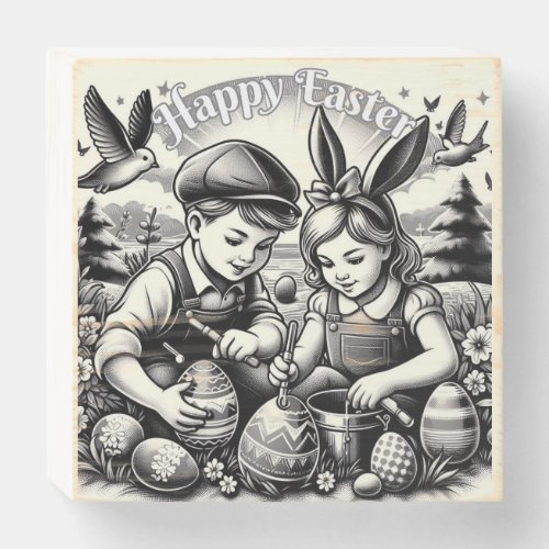 Happy Easter Vintage Style Wooden Box Sign