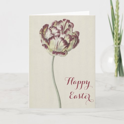 Happy Easter _ Vintage Yellow  Red Tulip Card