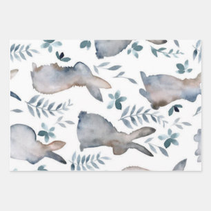 Happy Easter Wall Art Print Bunnies  Wrapping Paper Sheets