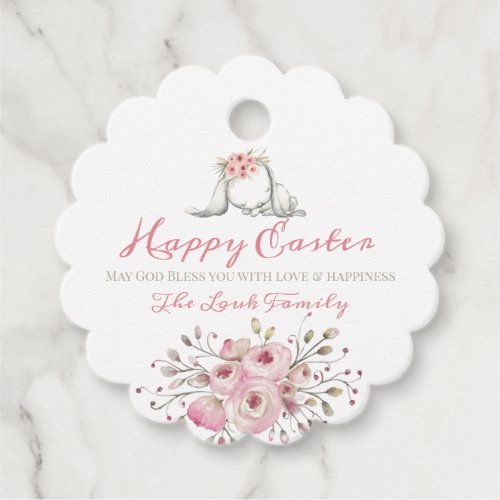 Happy Easter Water color floral Bunny Favor Tags