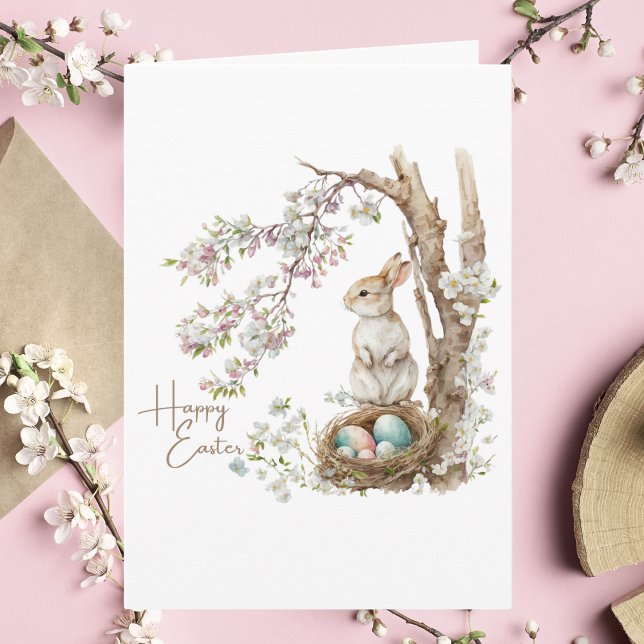 Happy Easter Watercolor Bunny Card (Creator Uploaded)
