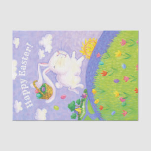 Happy Easter Watercolor Bunny Rabbit Eggs Basket Tissue Paper