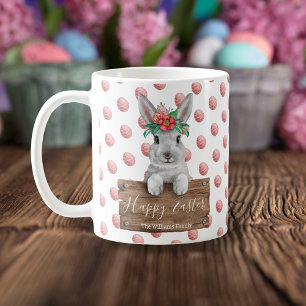 happy easter watercolor cute bunny family coffee mug