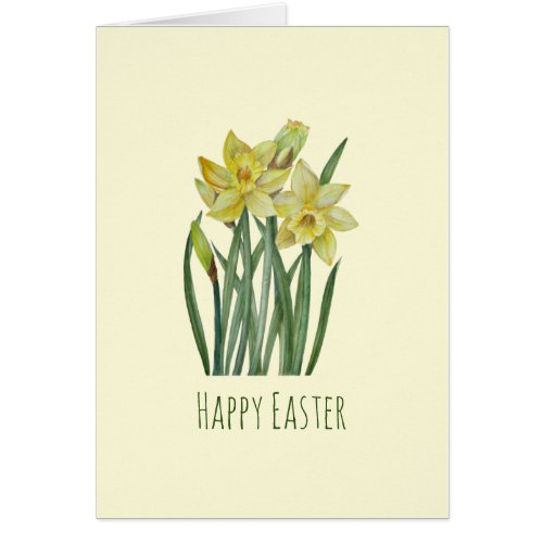 Happy Easter Watercolor Daffodils Flower Painting