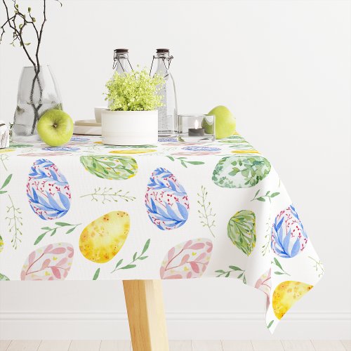 Happy Easter Watercolor Eggs  Tablecloth