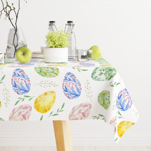 Happy Easter Watercolor Eggs Tablecloth