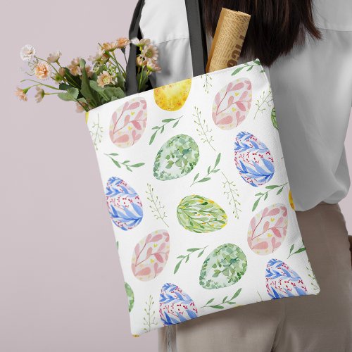 Happy Easter Watercolor Eggs  Tote Bag