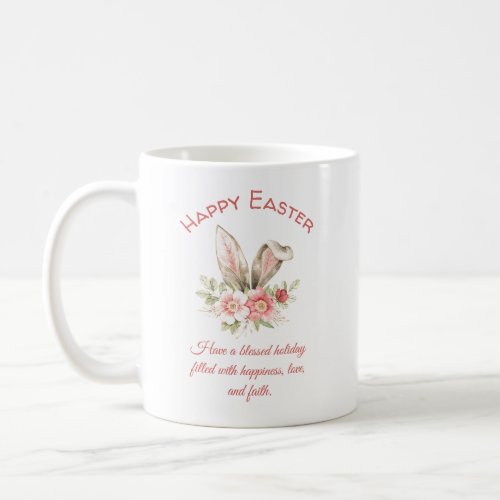 happy easterwatercolor floral bunny ears red cute coffee mug