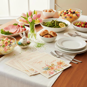 Happy Easter watercolor floral Paper Napkins
