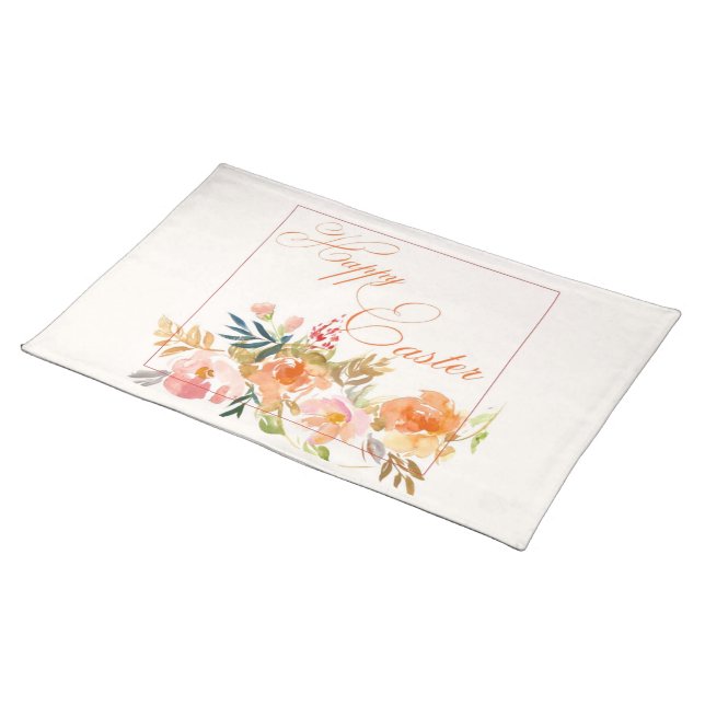 Happy Easter watercolor floral Placemat (On Table)
