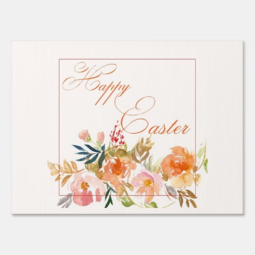Happy Easter watercolor floral Yard Sign