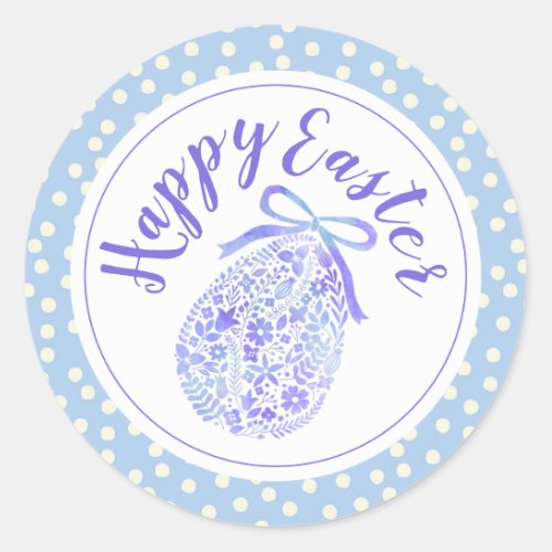 Happy Easter  Watercolor Polka Dot Eggs Classic Round Sticker