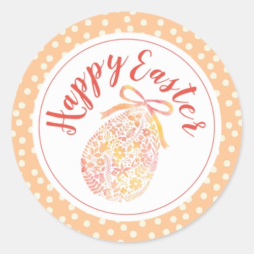 Happy Easter  Watercolor Polka Dot Eggs Classic Round Sticker