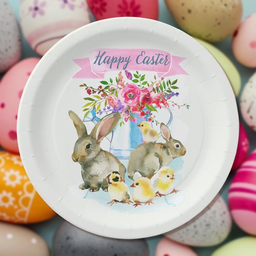 Happy Easter Watercolor Spring Day Paper Plates