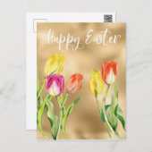Happy Easter Watercolor Tulip Floral Postcard (Front/Back)