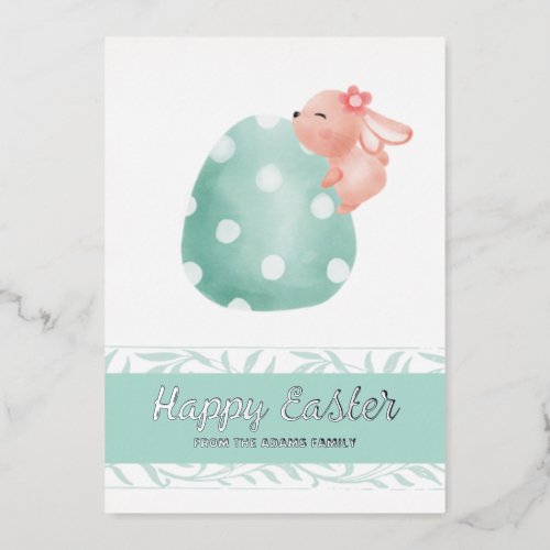 Happy easter_ watercolour bunny foil print card