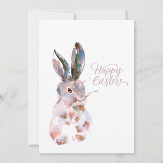 Happy easter watercolour bunny holiday card