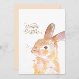 Happy easter watercolour cute bunny holiday card