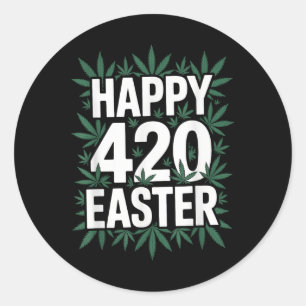 Happy Easter Weed Classic Round Sticker