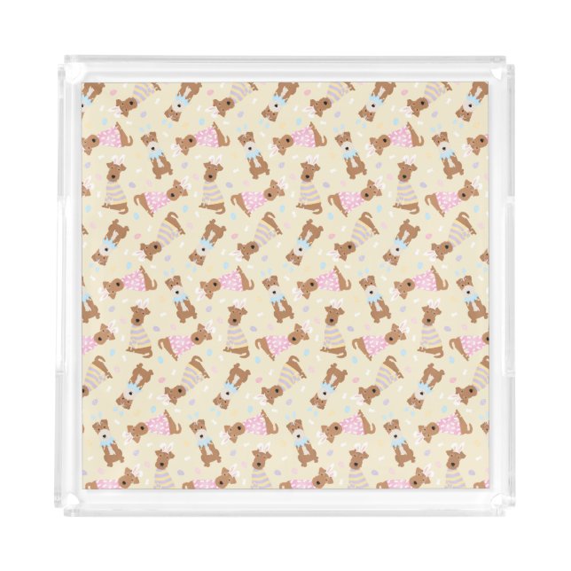 Happy Easter Welsh Terrier Dogs Acrylic Tray (Front)