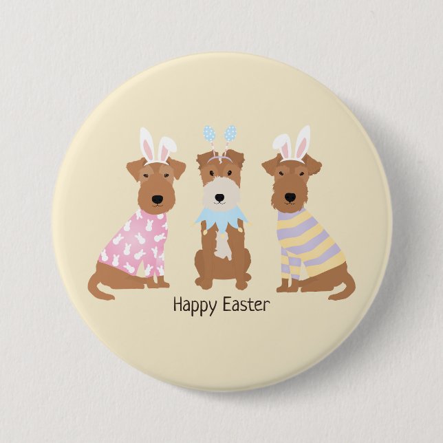 Happy Easter Welsh Terrier Dogs Button (Front)