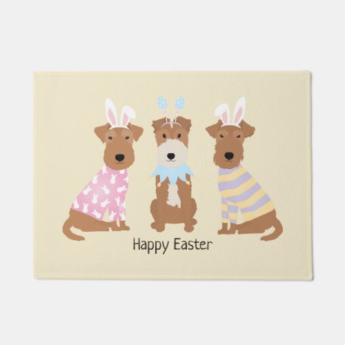 Happy Easter Welsh Terrier Dogs Doormat