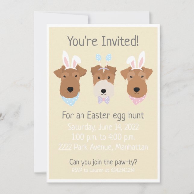 Happy Easter Welsh Terrier Dogs Invitation (Front)