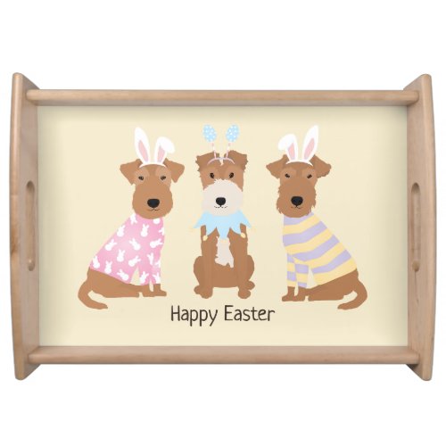 Happy Easter Welsh Terrier Dogs Serving Tray
