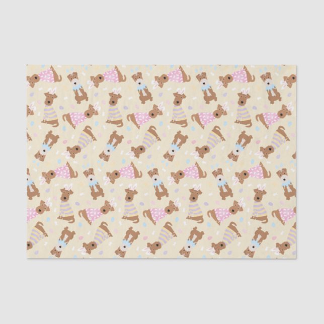 Happy Easter Welsh Terrier Dogs Tissue Paper (Front)