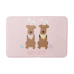 Happy Easter Welsh Terriers Dogs Bunny Ears Bath Mat