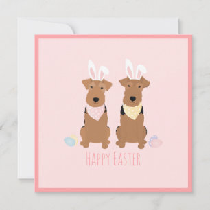 Happy Easter Welsh Terriers Dogs Bunny Ears Card