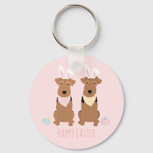 Happy Easter Welsh Terriers Dogs Bunny Ears Keychain