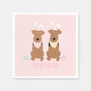 Happy Easter Welsh Terriers Dogs Bunny Ears Napkins
