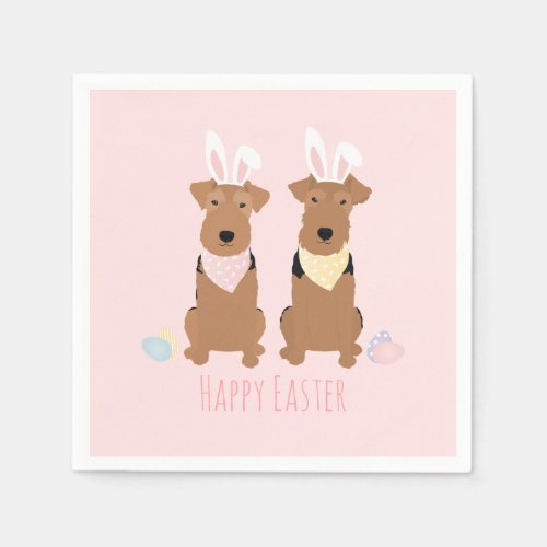 Happy Easter Welsh Terriers Dogs Bunny Ears Napkins