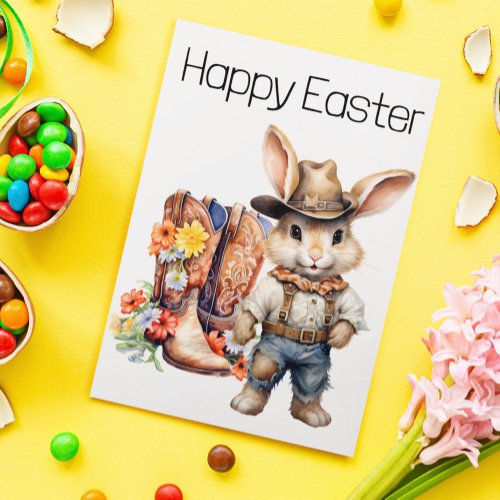 Happy Easter Western Bunny Cowboy Postcard