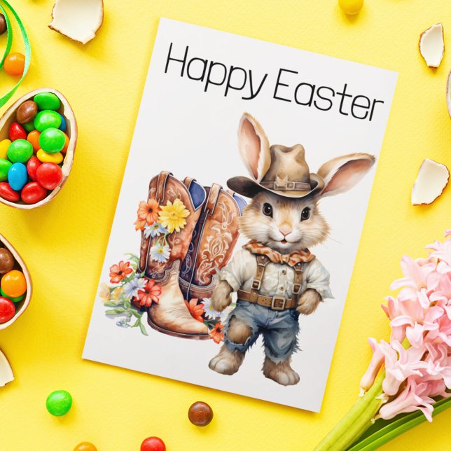 Happy Easter Western Bunny Cowboy Postcard (Creator Uploaded)